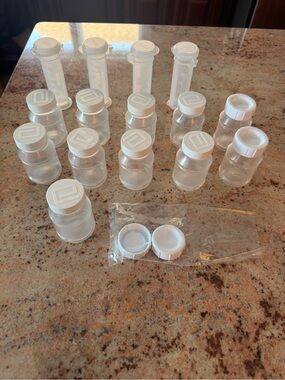 Clear Plastic Travel Jars with White Screw Lids - Set of 15
